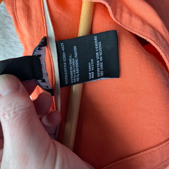 Tribal linen blend tunic with front pockets, mango, extra large - Picture 8 of 9